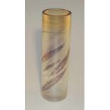 Moje-Wohlgemuth, Isgard: Grosse Studioglasvase von 1984 Farbloses zylinderförmiges Glas, mit