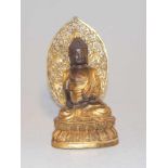 Japanischer Buddha Avalokite?vara Bronze mit Galvanovergoldung, durchbrochen gearbeiteter