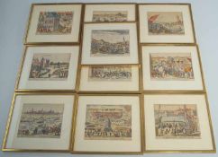 Hogenberg, Frans (1535 Mechelen( Belgien)- 1590 Köln): 10 colorierte Kupferstiche: Aus "Welt-Slagen"