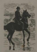 Liebermann, Max (1847 Berlin-1935 ebenda): Reiter am Meer Holzstich auf Japanpapier, leicht