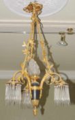 französische Deckenampel nach Vorbild des 19. Jh . Geschillfener kristallprismenbehang , bronze