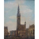 deutscher Meister: Rathaus an der Langgasse in Danzig, um 1870 Öl auf Eichenpaneel, detailreiche