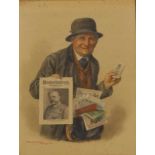 Kraemer, Peter (1857 München - 1941 ebenda): Der Zeitungshändler, dat.1917 Aquarell über Bleistift