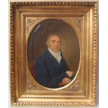 Herrenporträt des Biedermeier, orig. Rahmen, um 1820 Öl auf Leinwand, Porträt eines Herren an
