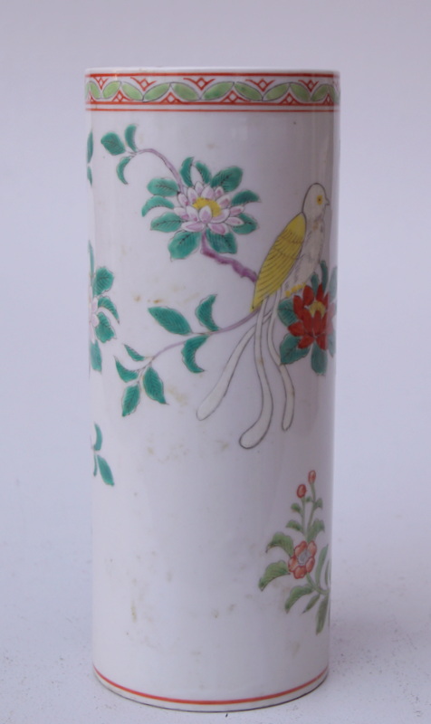 Rolleau Vase, Japan, "Famille Verte" sog. "Hutständervase, Emaillemalerei aufglasur, am Boden - Image 2 of 3