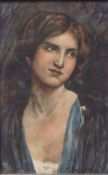 Porträt einer jungen Dame, um 1920 Aquarell auf Bütten, unten rechts unentschlüsselte Signatur, 14cm