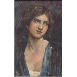 Porträt einer jungen Dame, um 1920 Aquarell auf Bütten, unten rechts unentschlüsselte Signatur, 14cm