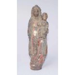 Stehende Madonna mit Christusknaben 17. Jhd. Linde geschnitzt, Bolus und Farbfassung, Fehlstellen,