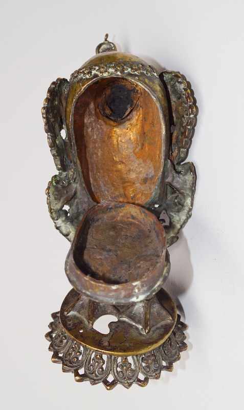 Tibetisches Räuchergefäß in Form einer Gans, Bronze, 18.Jhd. Bronze gegossen ziseliert und graviert, - Image 3 of 4