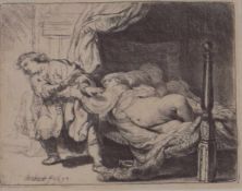 Rembrandt, Harmenszoon van Rijn ( 1606 Leiden - 1669 Amsterdam): Joseph und Potiphars Frau, dat.