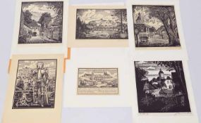 Frye, Hans A.: Mappe mit 12 Holzschnitten, Tecklenburg Holzschnitt auf Papier, verschiedene Formate,