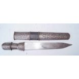 Kurzschwert, China einschneidiges Schwert, Klinge bez. m. 2828 mit silberf. Metallheft -Scheide,