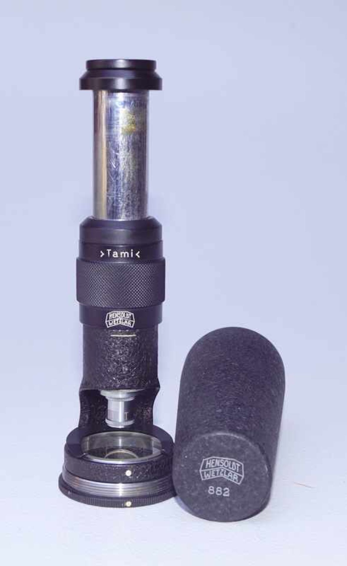 Hensold&Söhne, optische Werke Wetzlar: Kleinmikroskop "Tami" Nr.882, DRP Kleinmikroskop in sehr