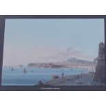 Neapolitanische Goasche, "Posilipposchule ": Panoramaansicht von Neapel "V(ue). De Napoli Carmine"