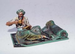 Petri Bronze Wien (Herstellermarke PBW): Teetrinkender Araber, Wiener Bronze Bronze kaltbemalt,