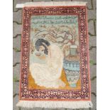 Indischer Bildteppich nach persischem Vorbild Wolle auf Wollen, Darstellung eines betenden Weisen