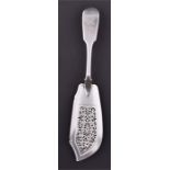 A William IV silver fish slice with engraved crest with ornately pierced blade, hallmarked London