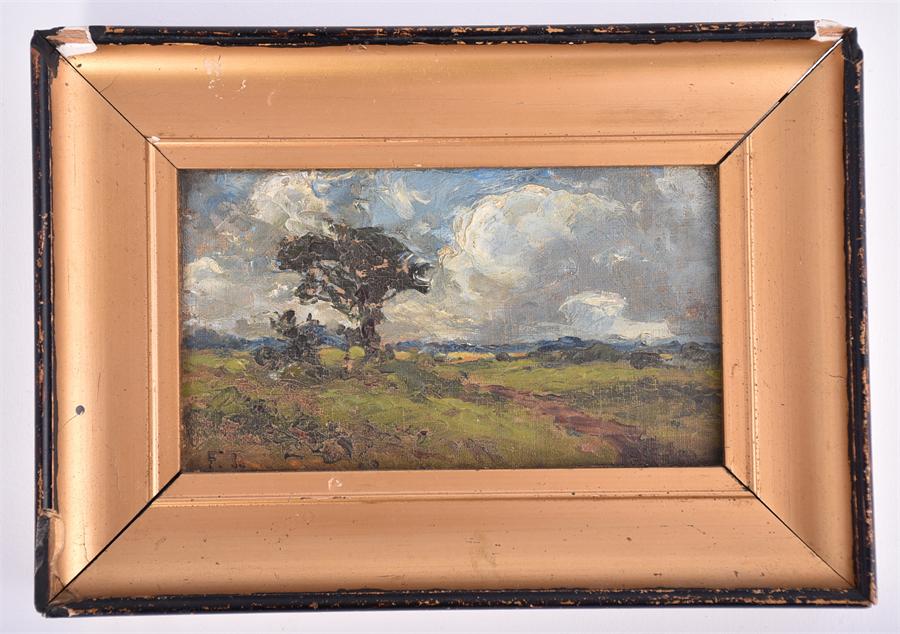 A small framed Impressionist landscape late 19th century, oil on canvas, in a gold coloured wooden - Image 2 of 3