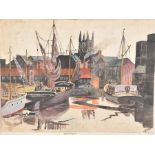 E.H. Parkyns (20th century) British a framed watercolour of the Newport docks, entitled 'Newport',