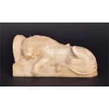 After Bertel Thorvaldsen (1770-1844) Danish A late 19th century carved alabaster model of the Lion