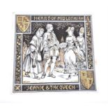 A Minton pottery tile 'Heart of Midlothian, Jeanie and the Queen' designed by John Moyr Smith, the