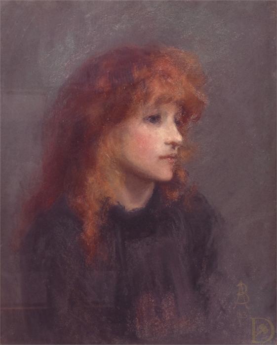 Attributed to Paul Albert Besnard RA (1849-1934) French  1893, framed pastel portrait of a red