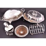 A small quantity of silver plated items, to include a Victorian roll top breakfast warming dish, a