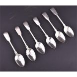 A set of six early Victorian fiddle pattern teaspoons hallmarked London 1843, makers mark for George