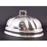 A Victorian silver plated crested meat dome with removable handle, bearing the armorial, crest,