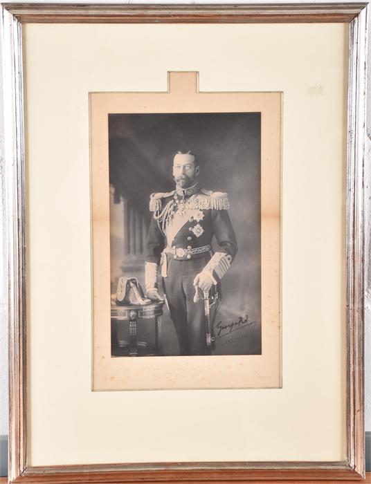 Framed three quarter length portrait of King George V (1865-1936) in full naval uniform dated 1911- - Image 2 of 3