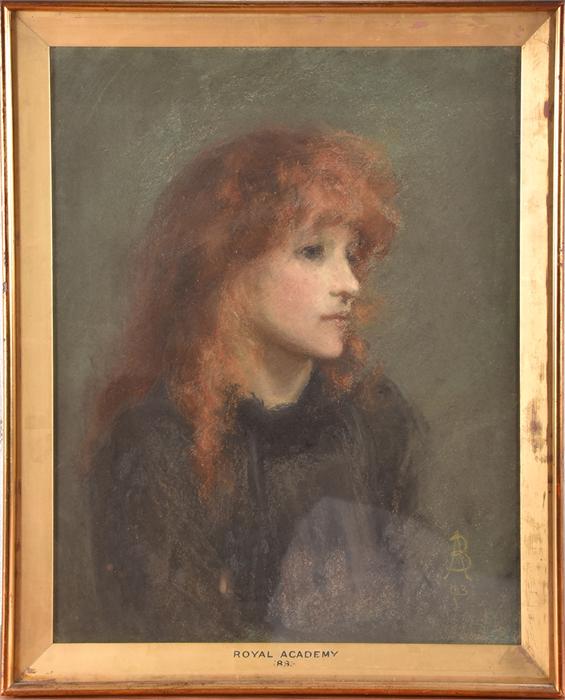 Attributed to Paul Albert Besnard RA (1849-1934) French  1893, framed pastel portrait of a red - Image 2 of 3