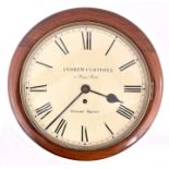 A Victorian mahogany circular wall clock by Andrew Campbell, London the cream painted dial with