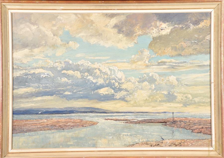 Claude Graham Muncaster RWS, ROI, RBA, SMA (1903-1974) British 'View Across Morecombe Bay' a coastal - Image 2 of 2