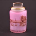 Daum, Nancy France An early 20th century pink glass scent bottle and stopper, with acid etched