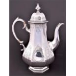 A Victorian silver baluster coffee pot hallmarked London 1845, the octagonal baluster body with