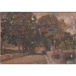 Manner of Walter Sickert (early 20th century) a London Park scene, oil on board, unsigned, bears