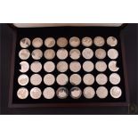 The ancient counties of England, a cased set of 40 solid silver medallions to commemorate the