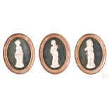 A set of three 19th century European carved ivory plaques of the seasons spring, autumn and