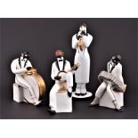 A set of three original 1930s 'Le Jazz' Art Deco ceramic figures of musicians by Robj of Paris