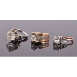 An 18 carat white gold and diamond mounted solitaire ring together with a 9 carat rose gold and