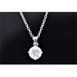 An 18 carat white gold mounted solitaire diamond pendant, the round cut stone of approx. 2.10