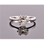 An 18ct white gold and heart shaped diamond ring