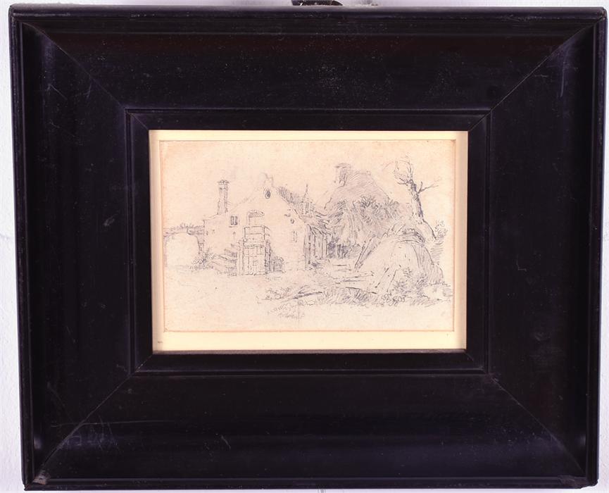 Manner of John Constable (1776-1837) British A small mid-19th century framed pencil sketch depicting - Image 2 of 2