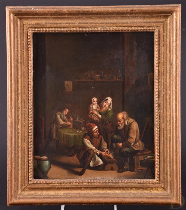 A late 18th/early 19th copy after David the Younger Tenier's painting of a foot surgeon, (17th - Image 2 of 3