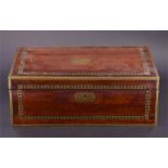 A Victorian rosewood brass bound writing box with fitted interior, 40cm wide, together with a