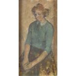 Early 20th century British school A portrait of Christine, seated with hands in her lap and