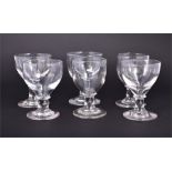 A near set of six Georgian clear glass rummers with ogee bowls and conical feet. Approx. H: 13cm.