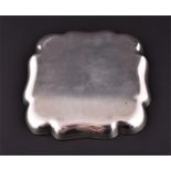 A Tiffany & Co sterling silver card tray of plain square form with waved rim, stamped ,'Tiffany &