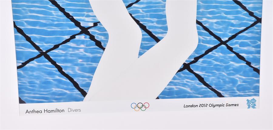 London 2012 Olympic Games poster entitled Divers, by Anthea Hamilton, framed and glazed, 78 x 59 - Image 2 of 2
