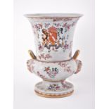 A Samson of Paris campagna shape porcelain vase in the Chinese export armorial manner with two